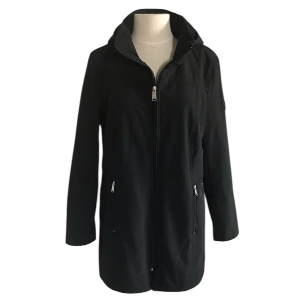 ANDREW MARC Waterproof Softshell Zip Front Trench Coat in Classic Black Size S - Picture 4 of 12
